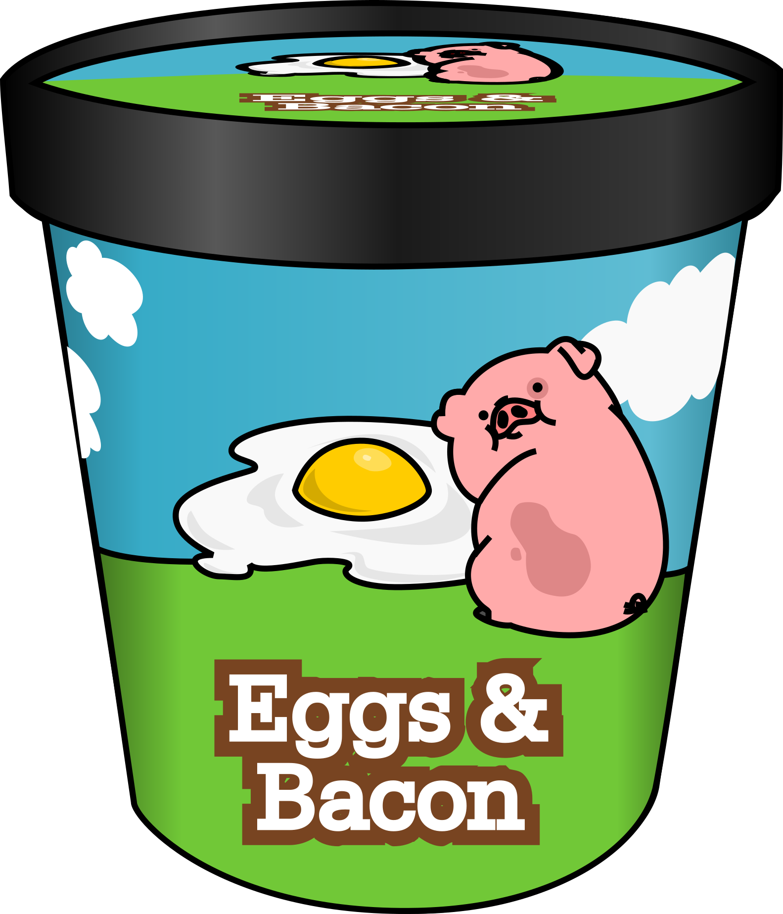 Drawing of a tub of eggs and bacon ice cream