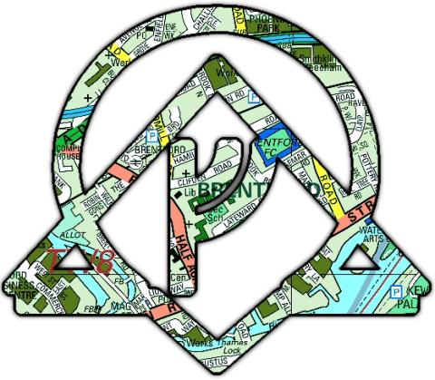 Outline of Sproutlore logo containing map of Brentford area