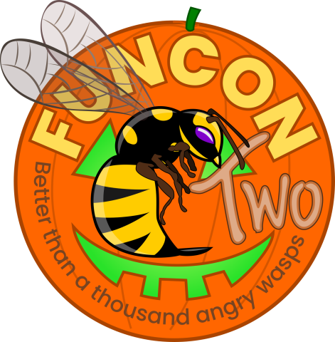 Funcon lofo with wasp in front of pumpkin