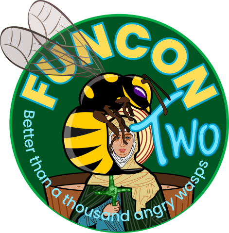 FunCon Logo with St Brigid and a bath of Beer