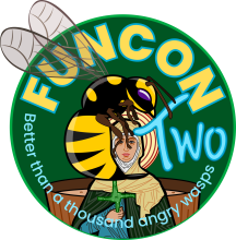 FunCon Logo with St Brigid and a bath of Beer