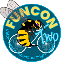 FunCon Logo with Wasp in front of Bicycle
